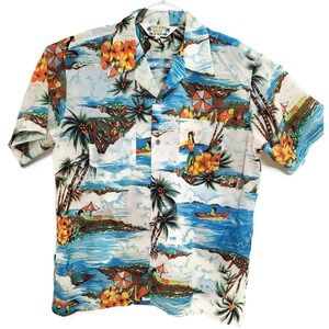 Mauna Kea Shirt Mens Large Multicolor Hawaiian Aloha Camp Button Front Tropical